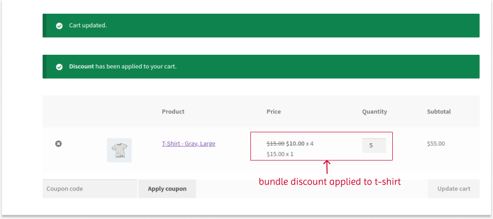 Applying a bundle discount to selected products