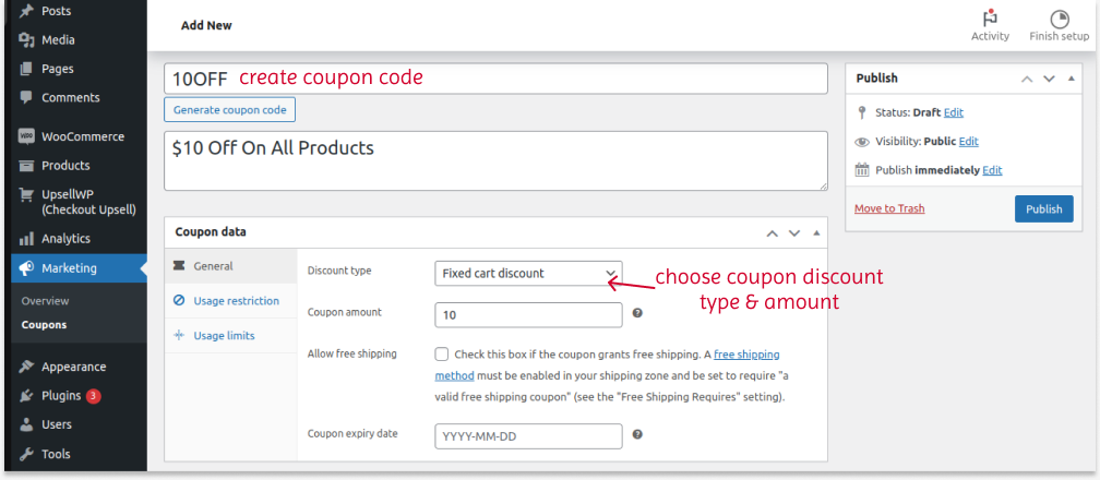 Creating a basic coupon in WooCommerce