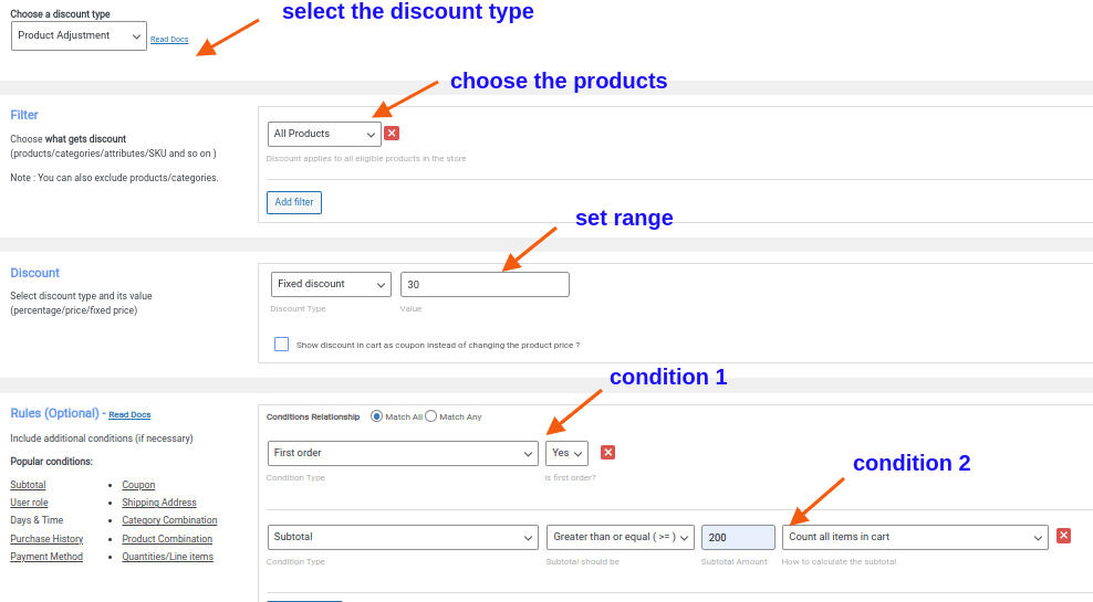 WooCommerce First-time order discount based on cart total