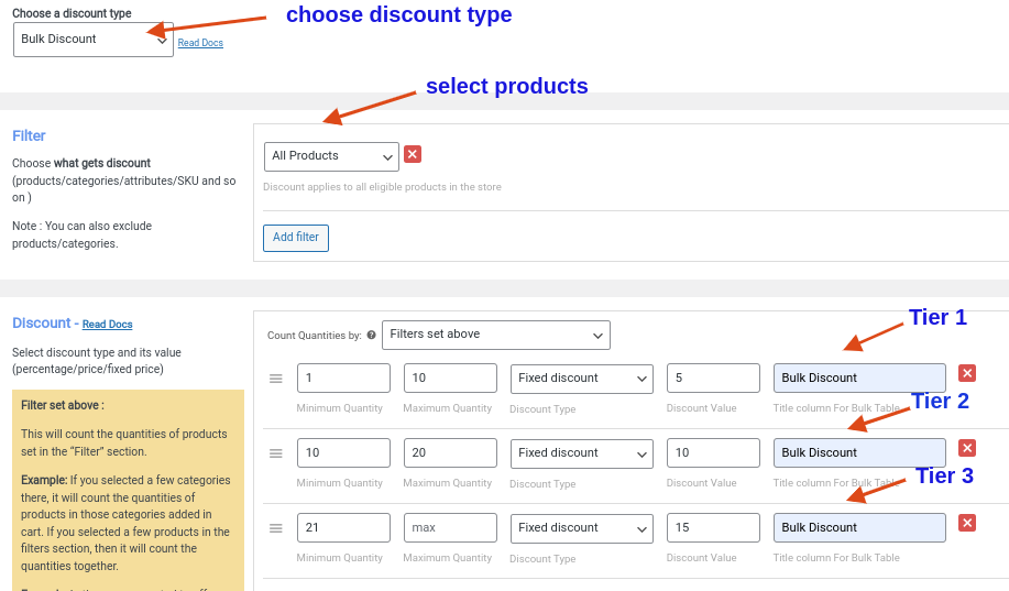 Creating bulk discounts on all products