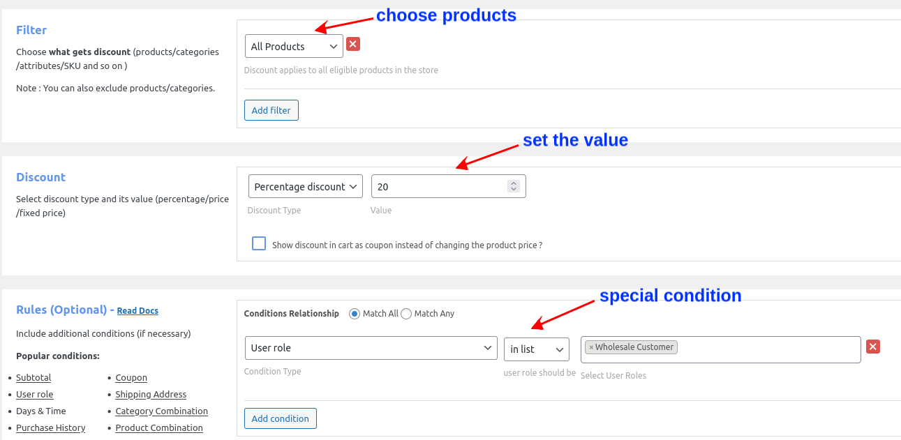 How to Create Conditional Discounts?