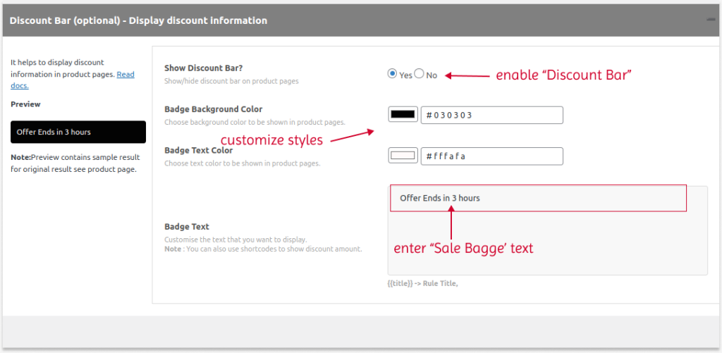 Customize Discount Bar On Product Pages