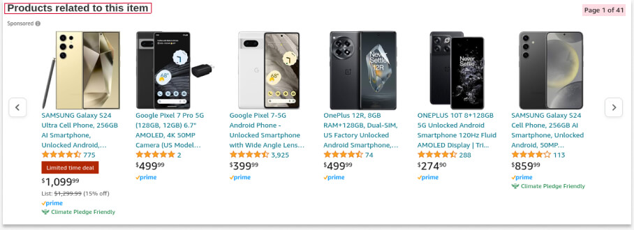 Amazon Upselling Section