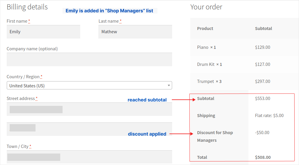 Applying store-wide discounts based on user role