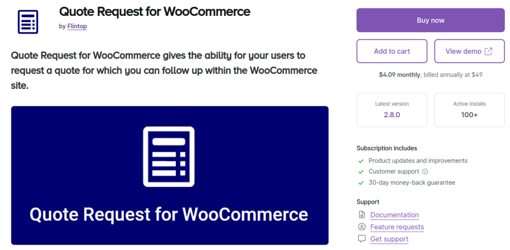 Quotattion Plugin For WooCommerce Platform- Flintop