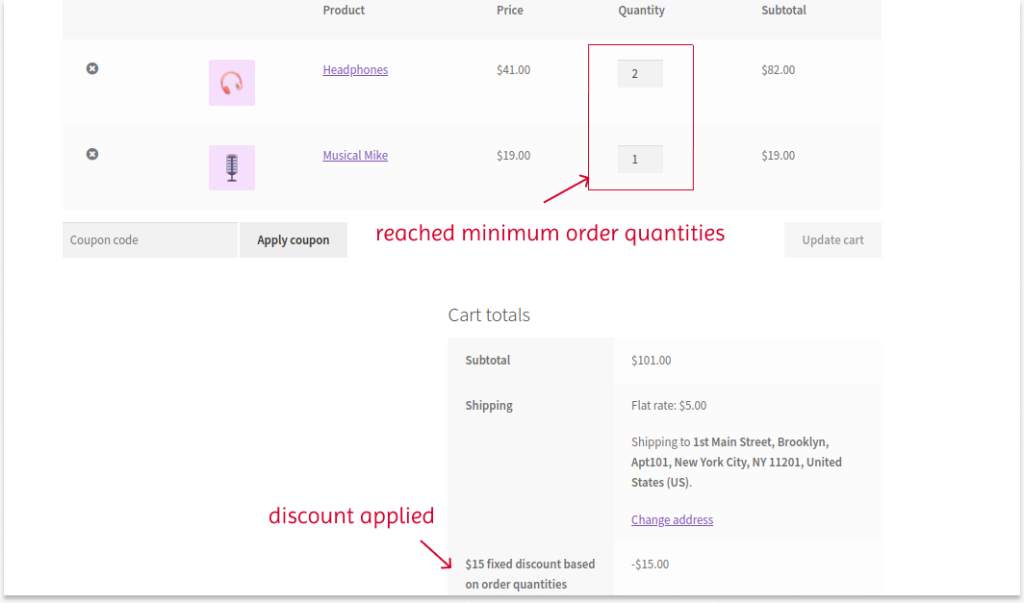 Applying discounts based on product quantities