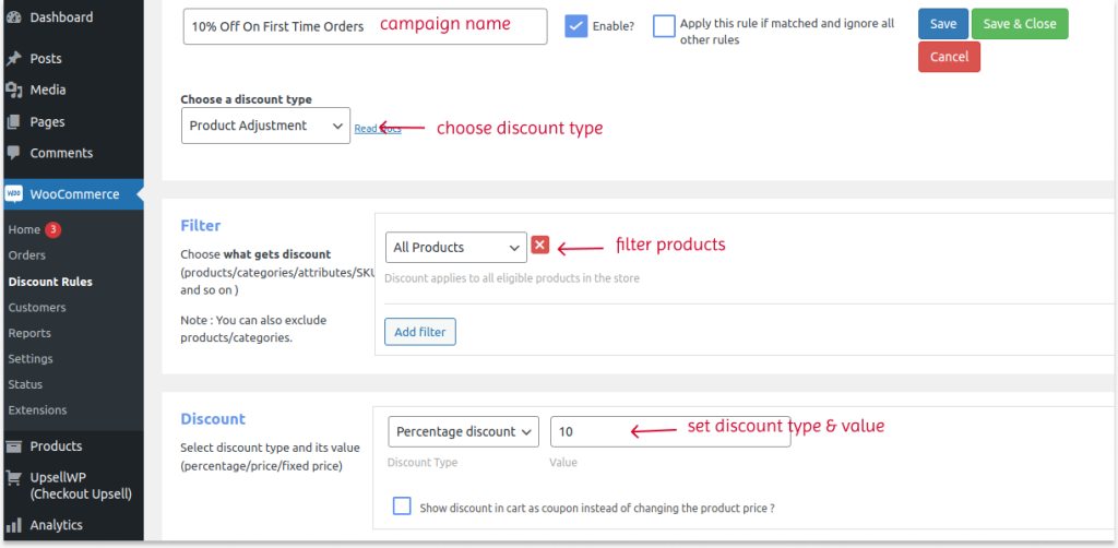 Creating a Woo Coupon using the Discount Rules plugin