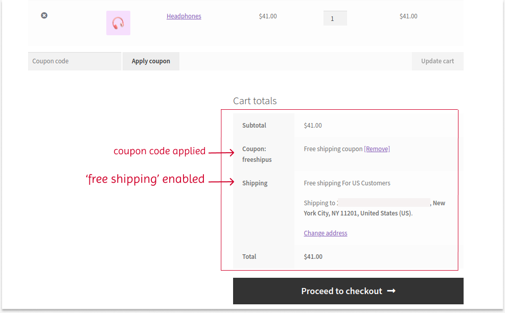 Applying free delivery to specific regions using discount code