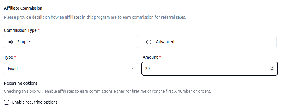 Setting affiliate commission rate as fixed using WPRelay