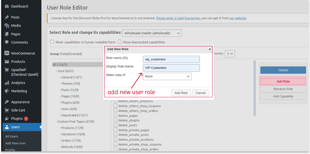 Adding new user roles to WordPress-  WooCommerce