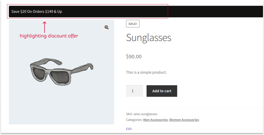 Highlighting discount offers on product pages