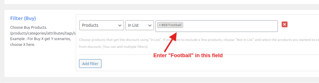 Select Football from the product list