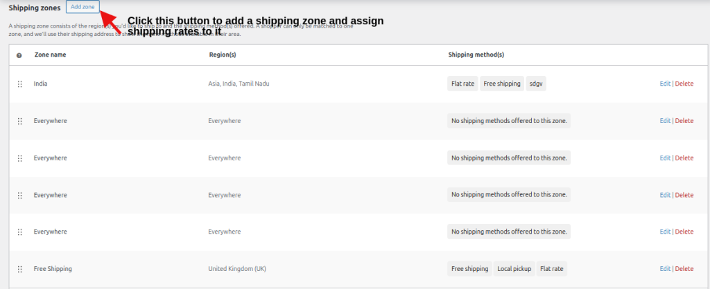 Create WooCommerce Shipping Zones