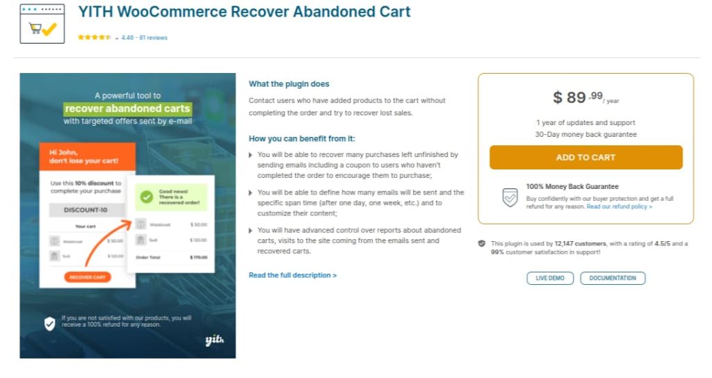 YITH WooCommerce Abandoned Cart Recovery Plugin