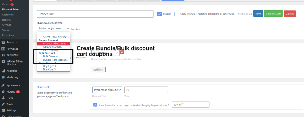 Create bundle/bulk discount 