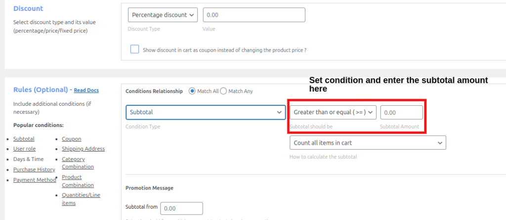 WooCommerce Subtotal Discount Restrictions