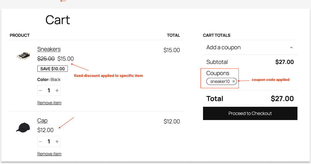 Applying set price coupon discount to a particular product