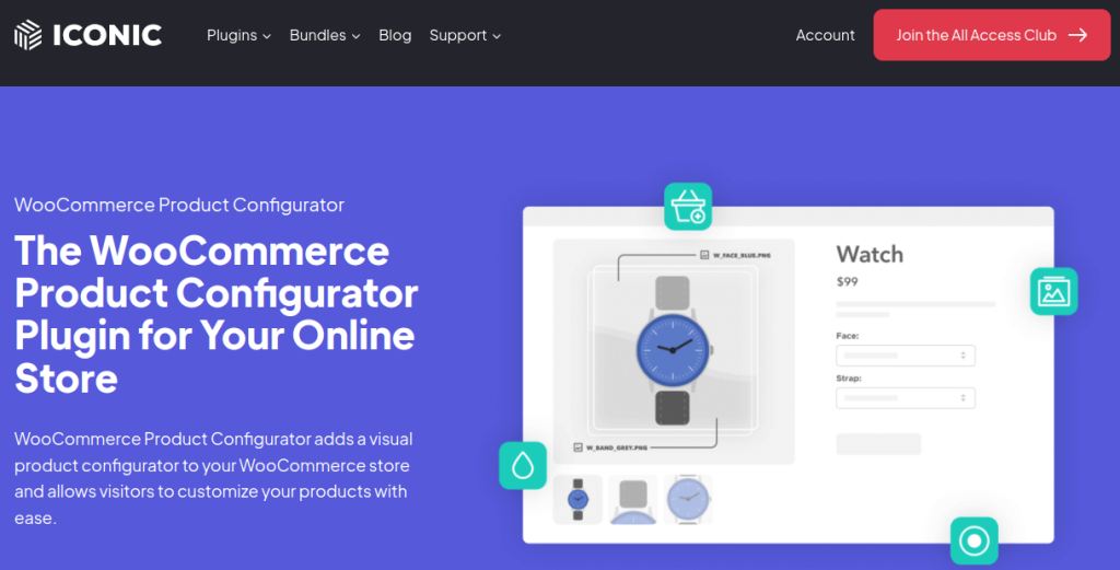 Product page of Iconic WooCommerce product configurator