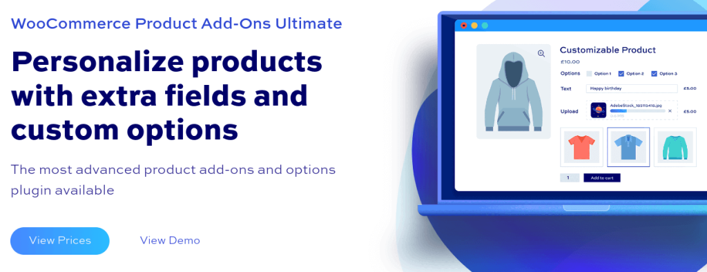 Product page of WooCommerce Product add-ons ultimate