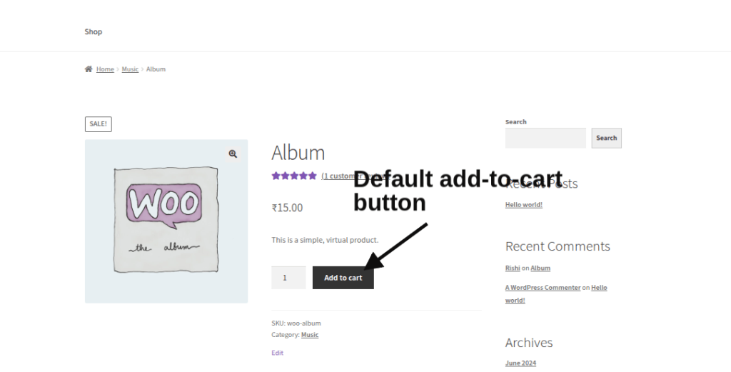 Default WooCommerce Add to Cart Button