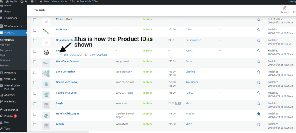 Find the WooCommerce Product ID