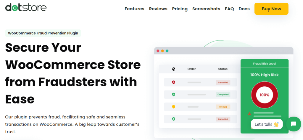 Homepage of WooCommerce Fraud Prevention plugin by the dot store