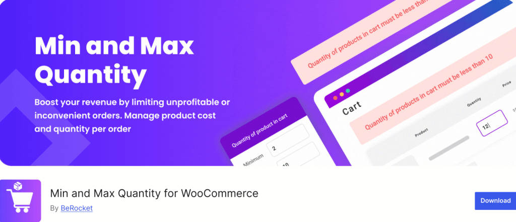 Min and Max Quantities for WooCommerce by BeRocket