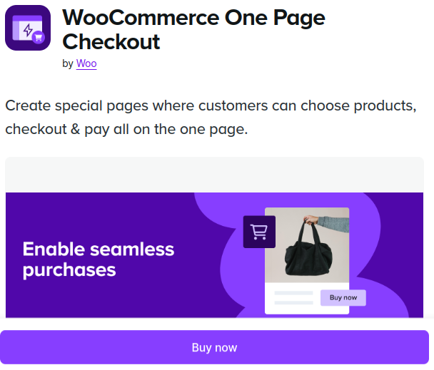 Product page of WooCommerce one page checkout